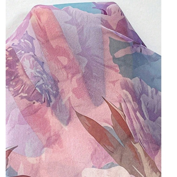 Plus Floral Print Smocked Bodice Puff Sleeve Ruffle Hem Dress - Picture 5 of 6